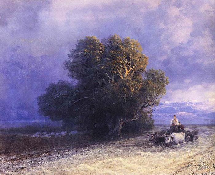 Ox Cart Crossing a Flooded Plain, Ivan Aivazovsky